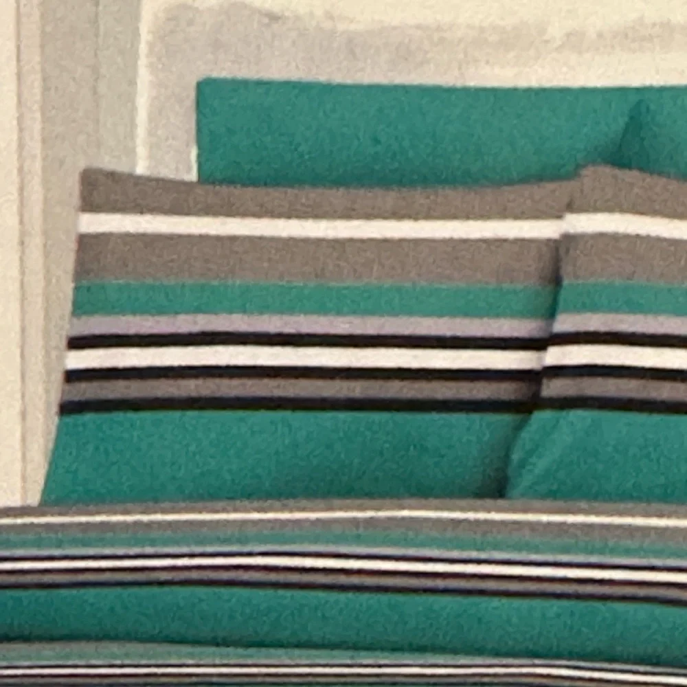 Duvet Cover Queen Set 6 pc Set Green Stripes